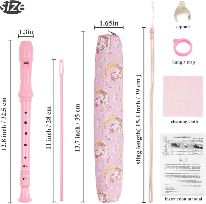 Haecsfl Recorder Instrument for Beginner Adults,8-Hole Soprano Descant Recorder Music Flute with Cleaning Rod & Case Bag For Home Entertainment(2-Pink Unicorn2) - Image 2